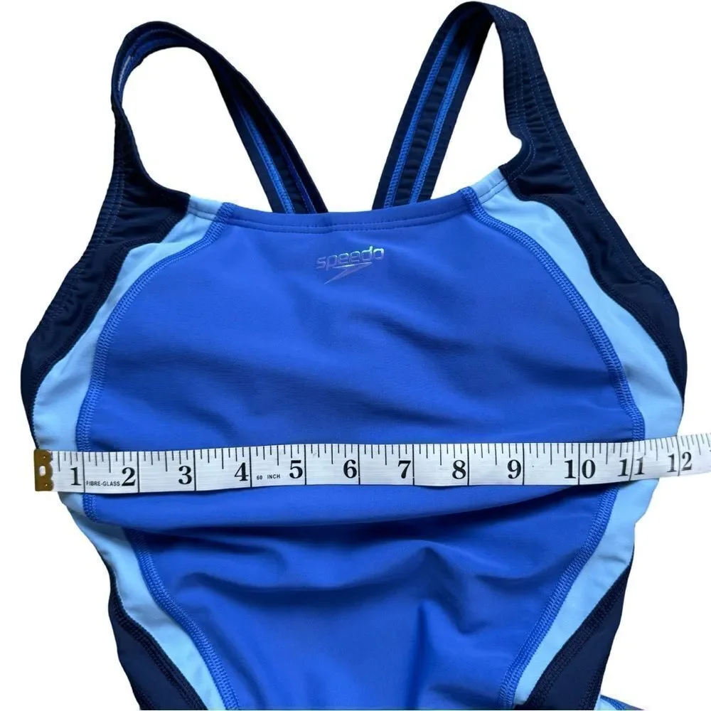 Speedo Heather Quantum Splice Swimsuit Size 6 Hyper Blue NWT